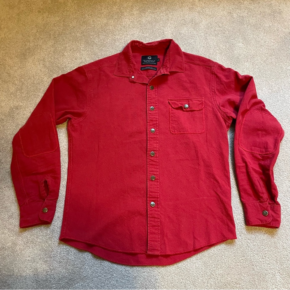 Godspeed Co. Shop Rag Shirt Mens Large Red Long Sleeve Garage Workwear Button
